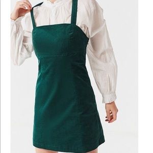 UO Green Torin Corduroy Empire Waist Mini Dress